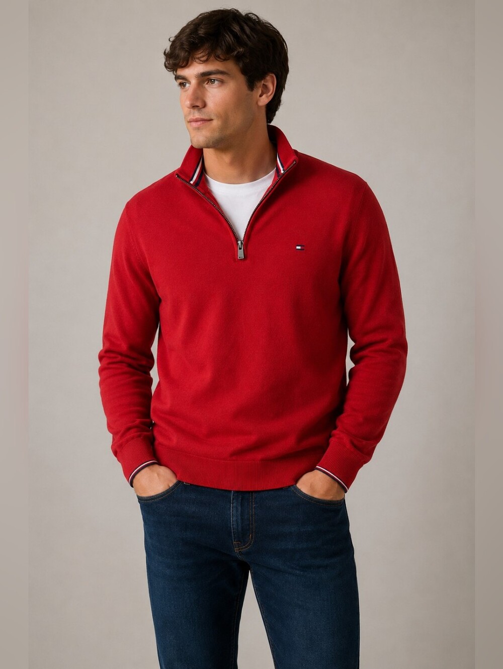 Tommy Hilfiger Men's Bold Red Crewneck Sweater Size L